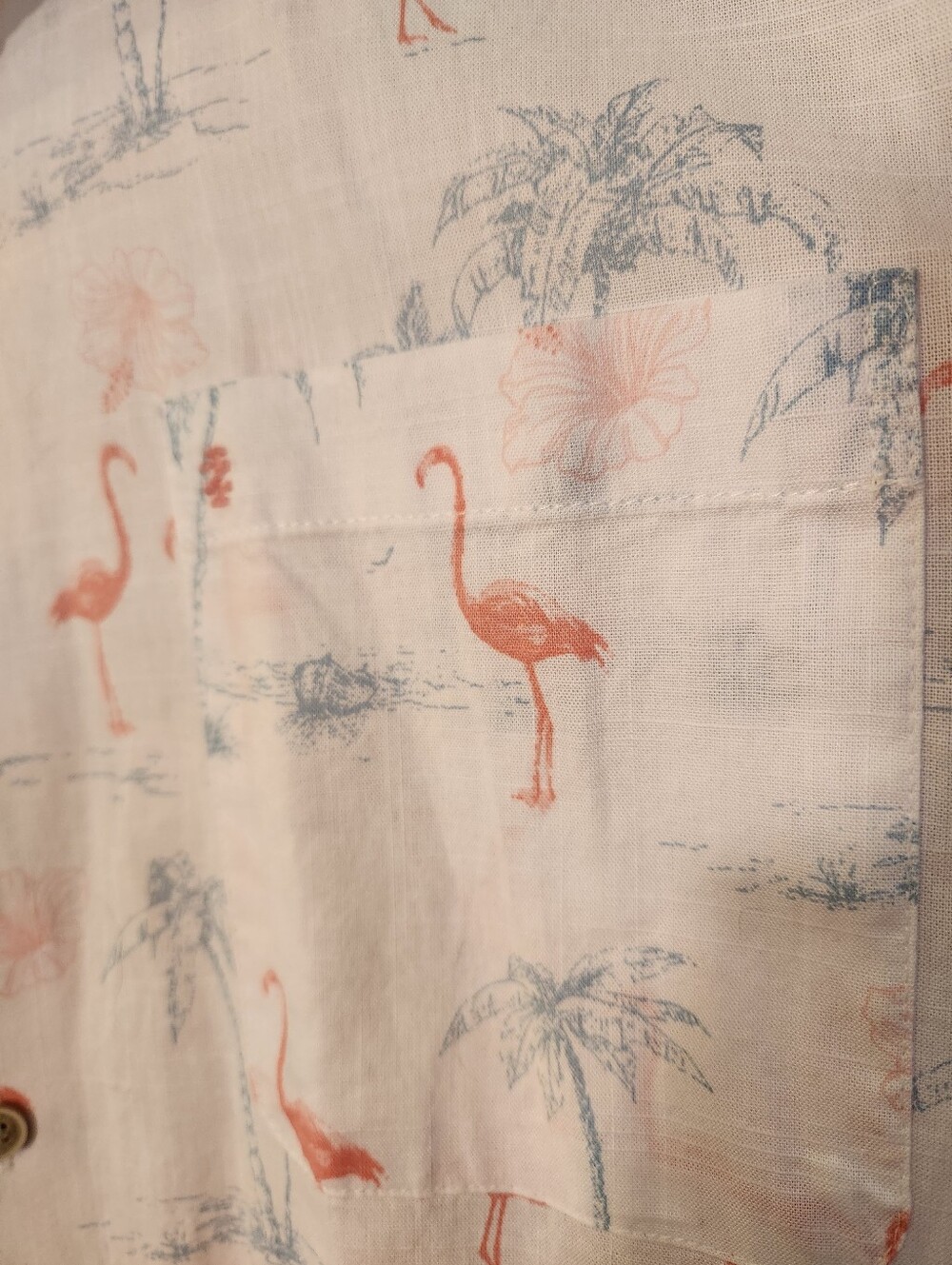 Izod White Short-Sleeve Camp Shirt with Coral Flamingo Print - Picture 3 of 6